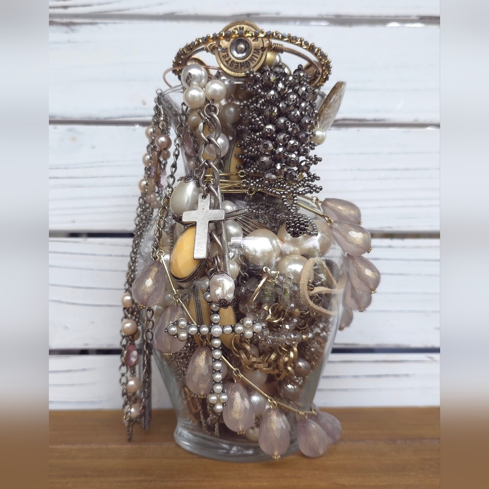 Thoughtfully Curated Mystery Jewelry Jar 2 Lb 1 Oz Vintage-Modern 824a